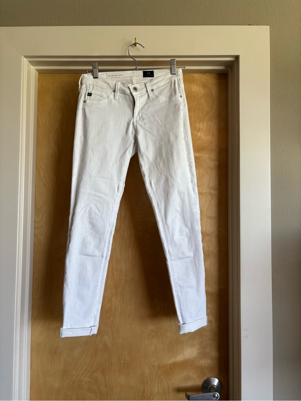 AG Adriano Goldschmied The Legging Ankle Super Skinny White Jeans Size 25R